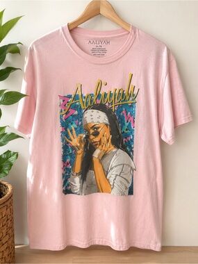 Official Aaliyah Graphic Tee Pink XL Oversized Y2K Cotton